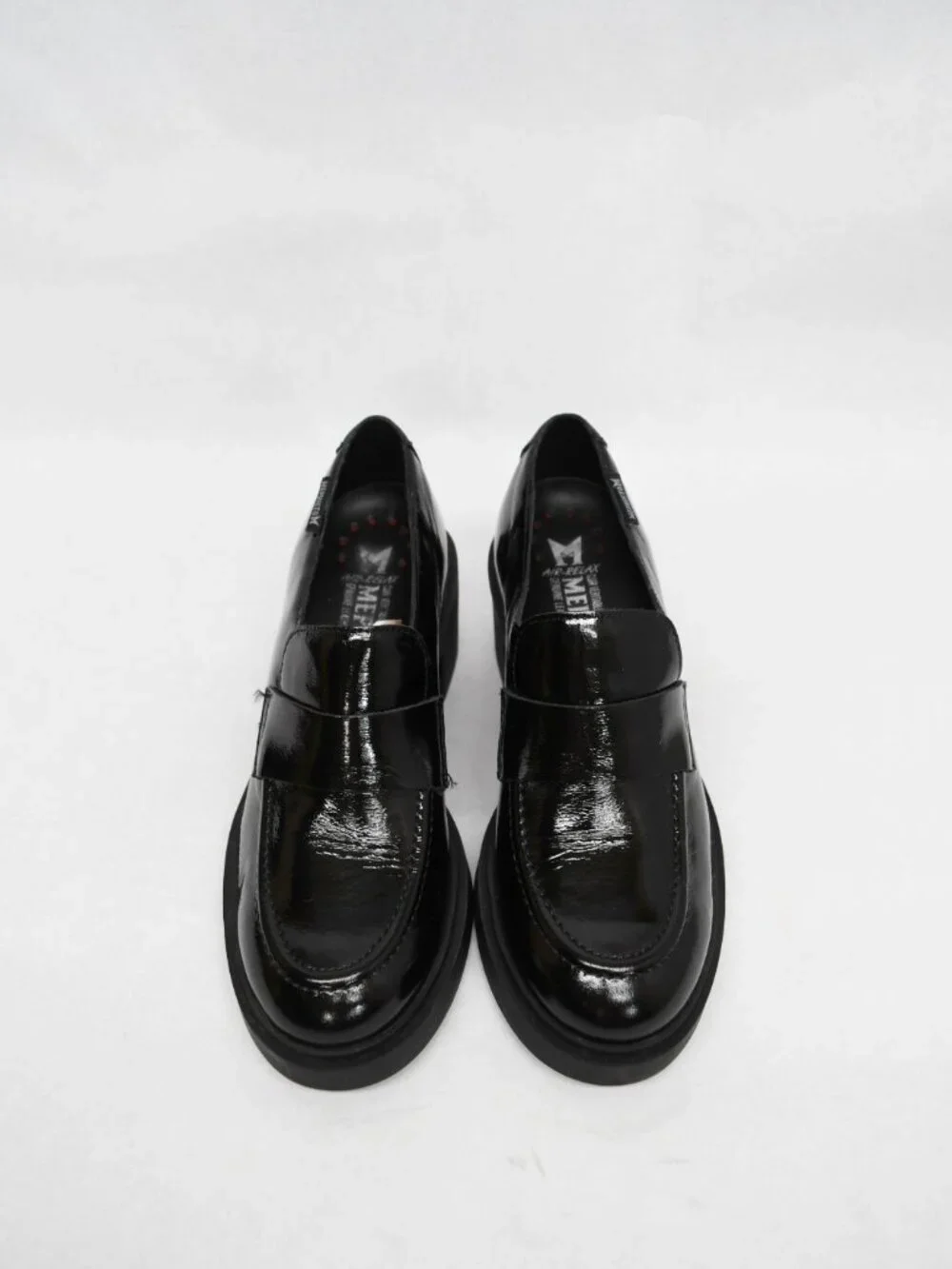 $400 MEPHISTO Pamelia Patent Leather Loafer Pump BLOCK HEEL BLACK 7 US (TF15)